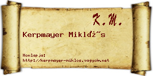 Kerpmayer Miklós névjegykártya